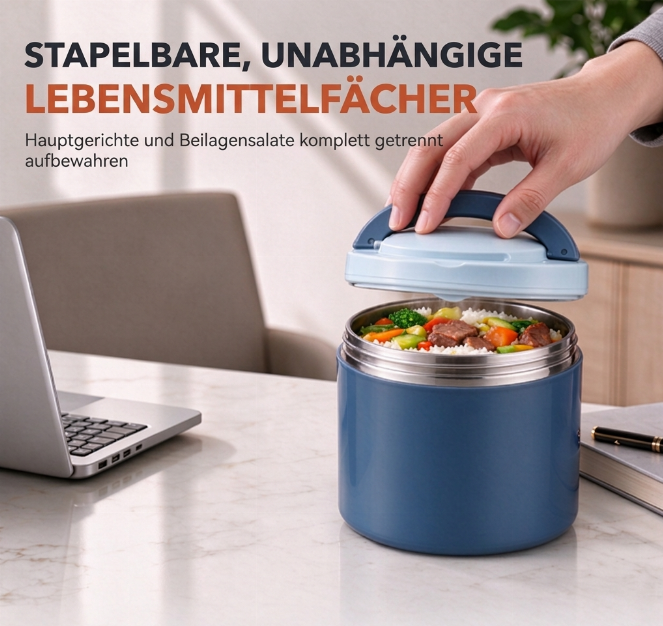 🍱 Tragbare stapelbare Edelstahl Bento Box | Isolierter Lebensmittelbehälter für Schüler & Büro