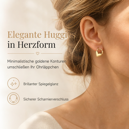 💖 Herz-Huggie-Ohrstecker für Damen｜Minimalistisch glatt, französischer Stil vielseitige Herzform Ohrringe