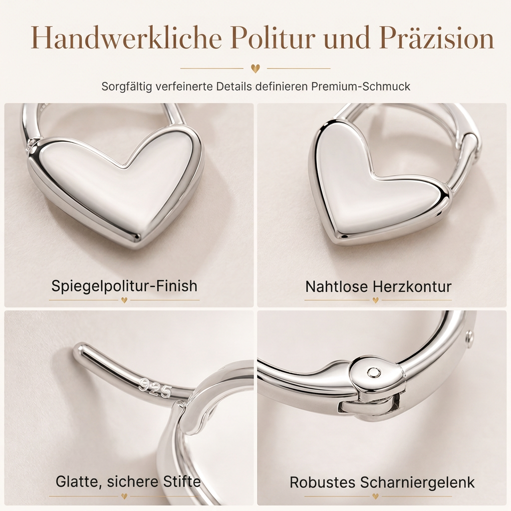 💖 Herz-Huggie-Ohrstecker für Damen｜Minimalistisch glatt, französischer Stil vielseitige Herzform Ohrringe
