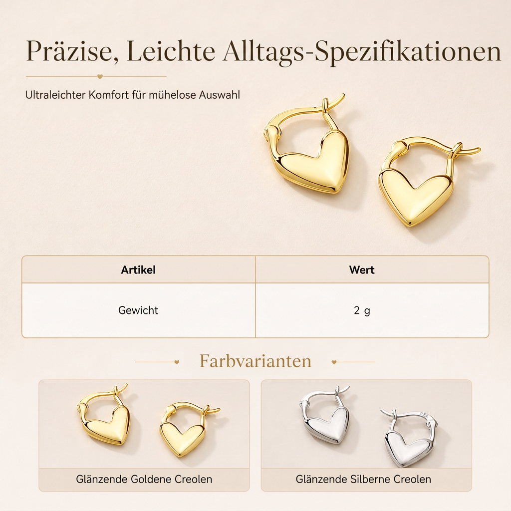 💖 Herz-Huggie-Ohrstecker für Damen｜Minimalistisch glatt, französischer Stil vielseitige Herzform Ohrringe