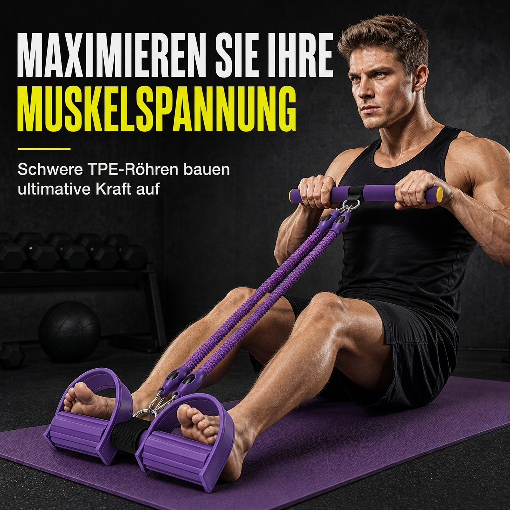 🔥50 % Rabatt🔥Multifunktionales pedalbetriebenes Widerstandsband, elastisches Zugseil für Bauchübungen, Heimtraining, Yoga und Pilates-Fitness für Männer und Frauen