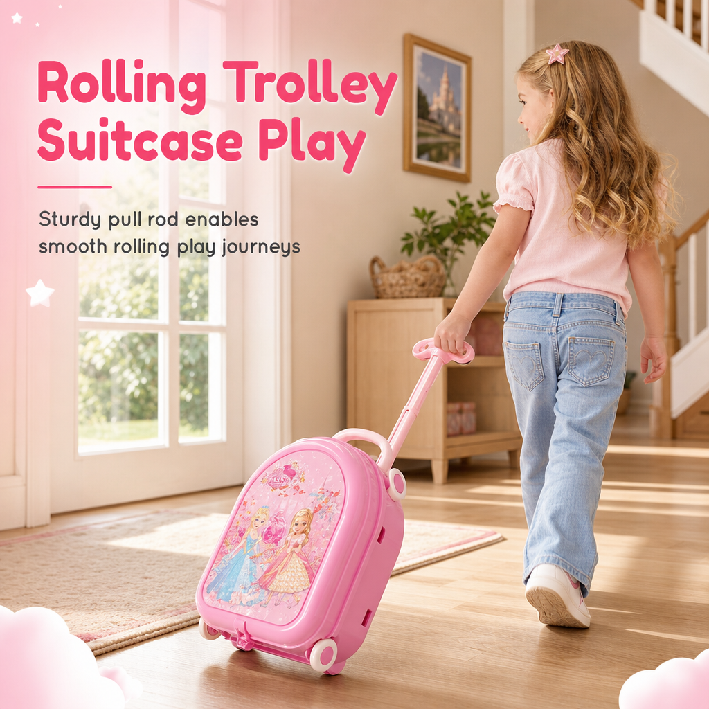 ⏳Zeitlich begrenztes Angebot⏳ 🎀Schminkkoffer mit Spiel-Schminktisch für Kinder – Tragbares Rollenspiel-Set für Mädchen