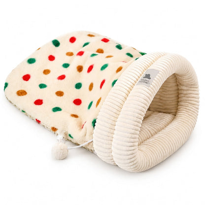 🔥😺Verdicktes warmes Katzen-Schlafsack Bett｜gemütliches Plüsch-Höhlenbett + Matte, super kuschelig für Herbst & Winter❄️🧸