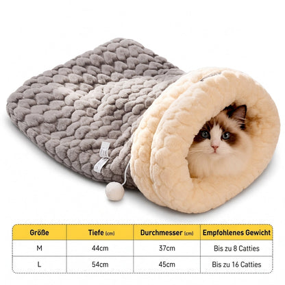 🔥😺Verdicktes warmes Katzen-Schlafsack Bett｜gemütliches Plüsch-Höhlenbett + Matte, super kuschelig für Herbst & Winter❄️🧸