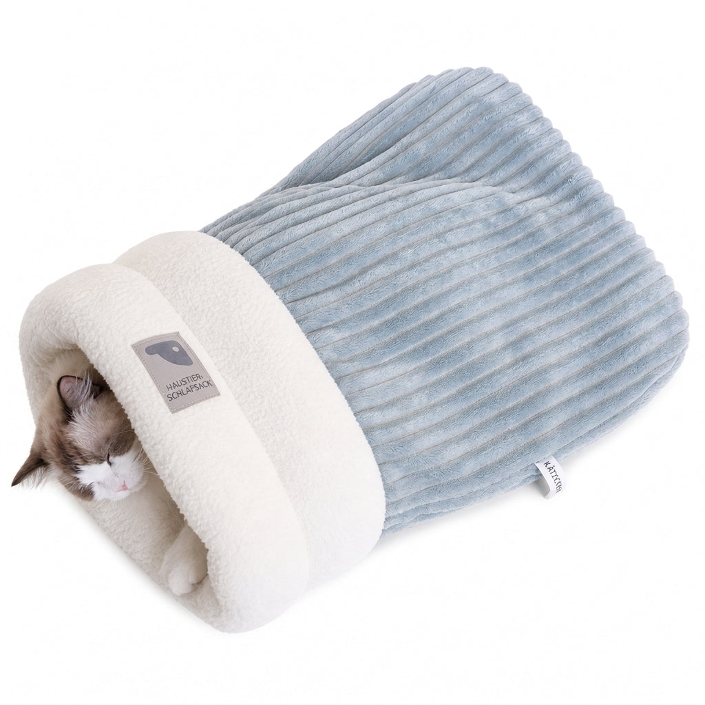 🔥😺Verdicktes warmes Katzen-Schlafsack Bett｜gemütliches Plüsch-Höhlenbett + Matte, super kuschelig für Herbst & Winter❄️🧸