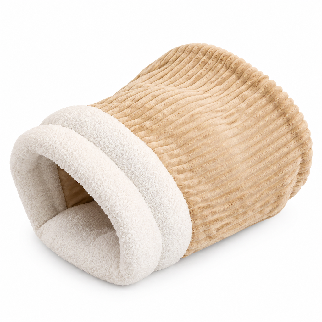 🔥😺Verdicktes warmes Katzen-Schlafsack Bett｜gemütliches Plüsch-Höhlenbett + Matte, super kuschelig für Herbst & Winter❄️🧸