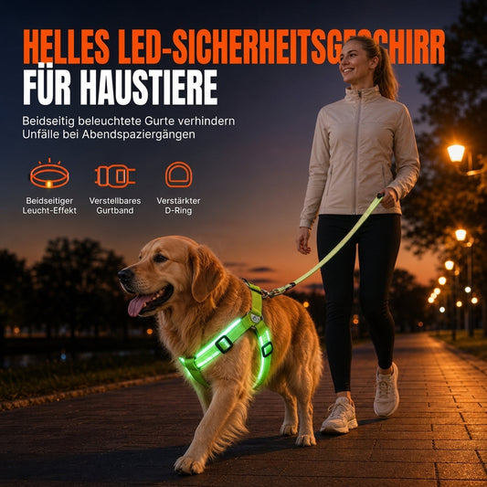 🔦🐾 LED Hundegeschirr verstellbar ✨ Blinklicht Brustgeschirr, hohe Sichtbarkeit bei Nachtspaziergängen 🌙
