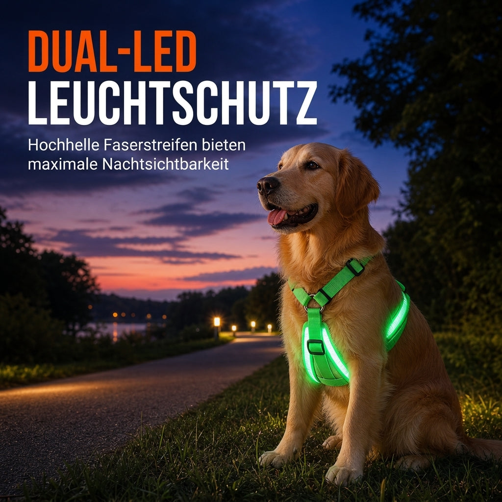 🔦🐾 LED Hundegeschirr verstellbar ✨ Blinklicht Brustgeschirr, hohe Sichtbarkeit bei Nachtspaziergängen 🌙