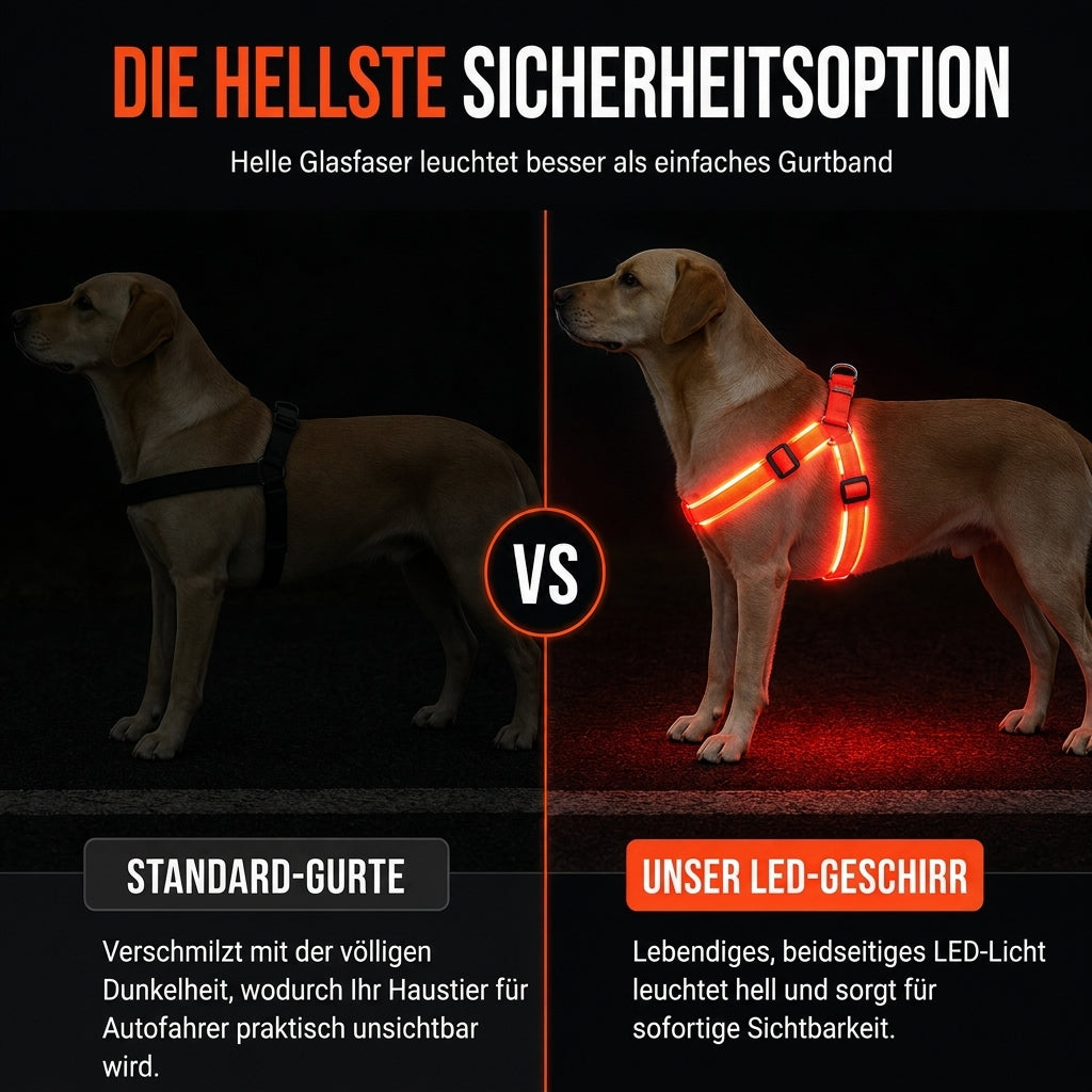 🔦🐾 LED Hundegeschirr verstellbar ✨ Blinklicht Brustgeschirr, hohe Sichtbarkeit bei Nachtspaziergängen 🌙