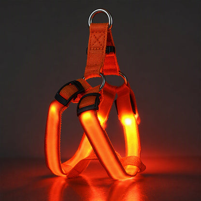 🔦🐾 LED Hundegeschirr verstellbar ✨ Blinklicht Brustgeschirr, hohe Sichtbarkeit bei Nachtspaziergängen 🌙
