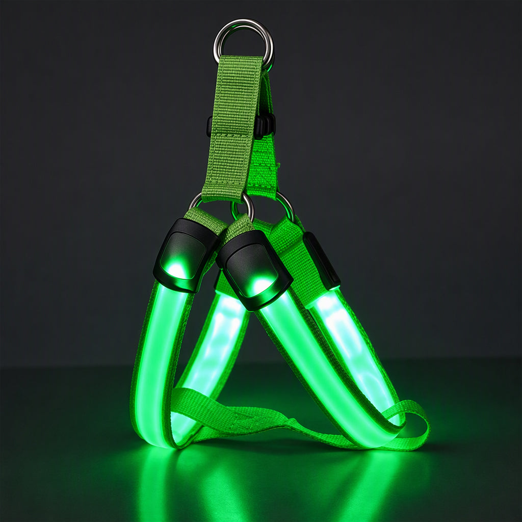 🔦🐾 LED Hundegeschirr verstellbar ✨ Blinklicht Brustgeschirr, hohe Sichtbarkeit bei Nachtspaziergängen 🌙