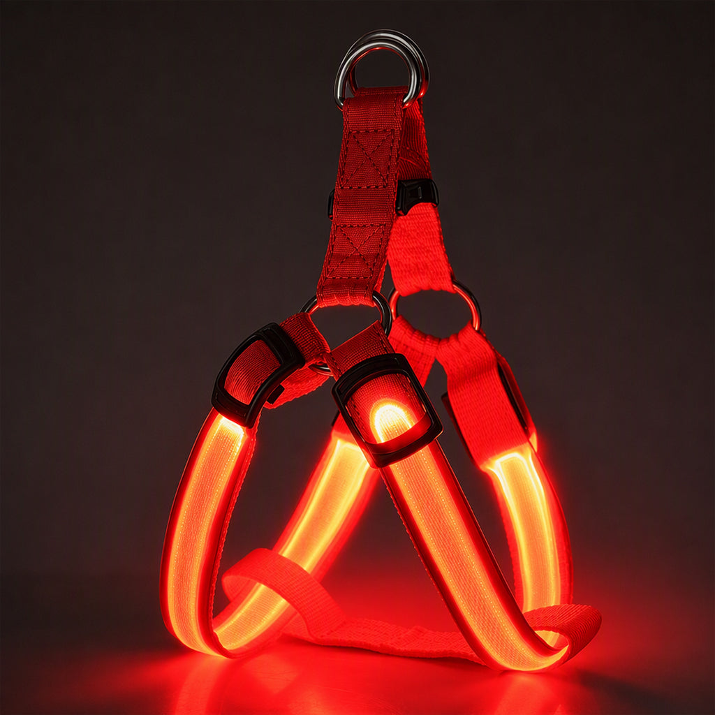 🔦🐾 LED Hundegeschirr verstellbar ✨ Blinklicht Brustgeschirr, hohe Sichtbarkeit bei Nachtspaziergängen 🌙