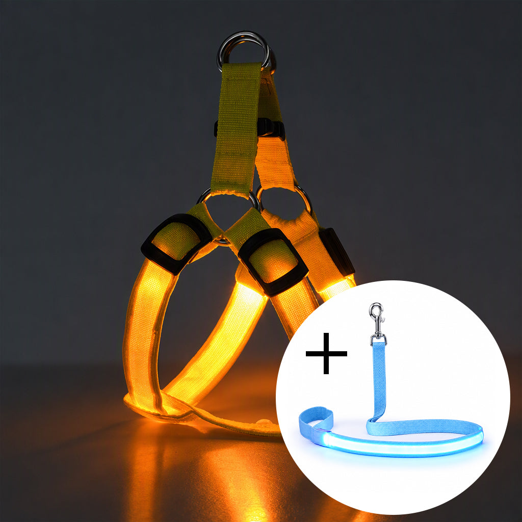 🔦🐾 LED Hundegeschirr verstellbar ✨ Blinklicht Brustgeschirr, hohe Sichtbarkeit bei Nachtspaziergängen 🌙