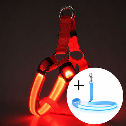 🔦🐾 LED Hundegeschirr verstellbar ✨ Blinklicht Brustgeschirr, hohe Sichtbarkeit bei Nachtspaziergängen 🌙