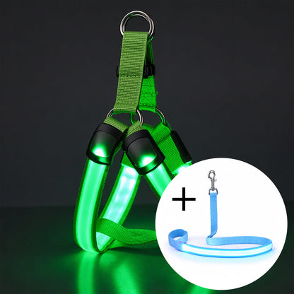 🔦🐾 LED Hundegeschirr verstellbar ✨ Blinklicht Brustgeschirr, hohe Sichtbarkeit bei Nachtspaziergängen 🌙