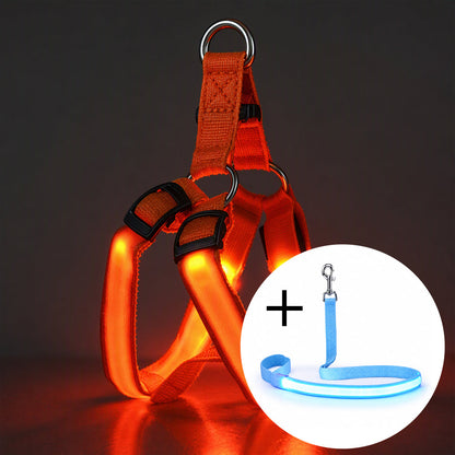 🔦🐾 LED Hundegeschirr verstellbar ✨ Blinklicht Brustgeschirr, hohe Sichtbarkeit bei Nachtspaziergängen 🌙