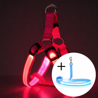 🔦🐾 LED Hundegeschirr verstellbar ✨ Blinklicht Brustgeschirr, hohe Sichtbarkeit bei Nachtspaziergängen 🌙
