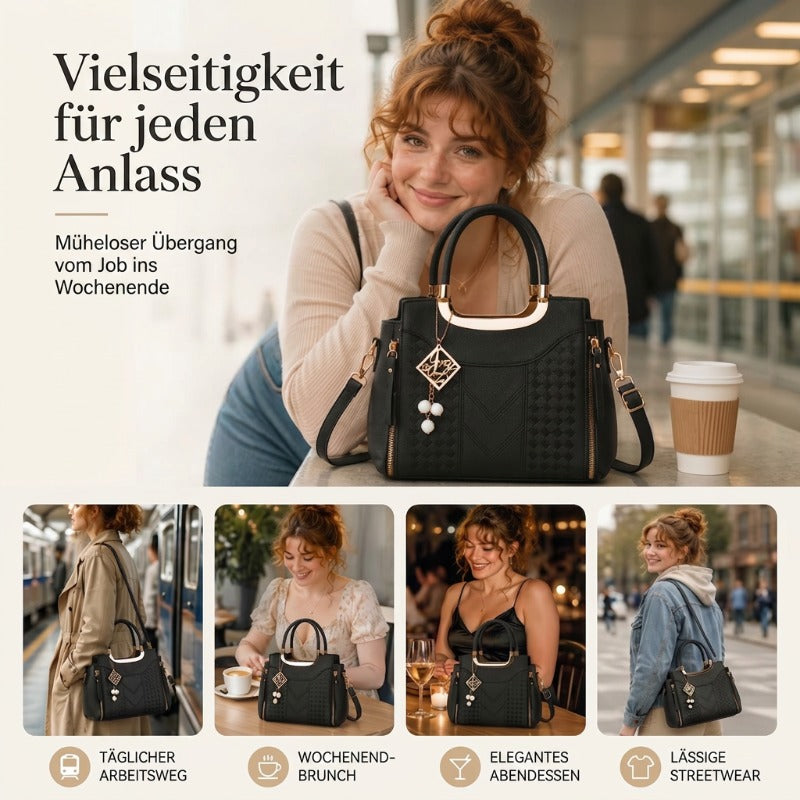 👜✨ 50% Rabatt! Premium Damen Handtasche mit V-Naht & Gold Hardware – Geräumig, Elegant & Vielseitig für den Alltag