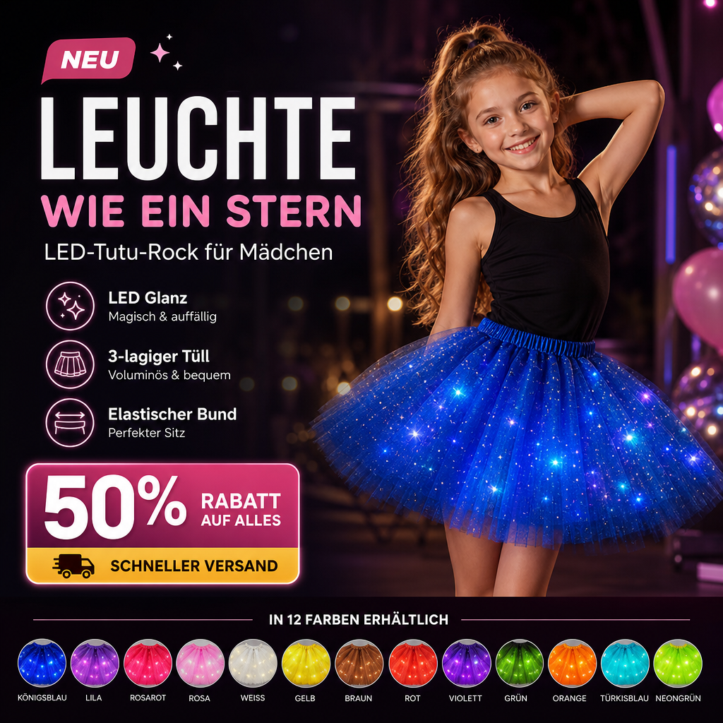 💕 50% RABATT! ✨ Magischer LED-Tutu-Rock – Leuchtend, leicht & verspiel – Ideal für Partys, Festivals & besondere Anlässe 🌸